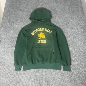 Vintage Jerzees Hungry Hill Irish Hoodie Mens M Green Shamrock Springfield MA